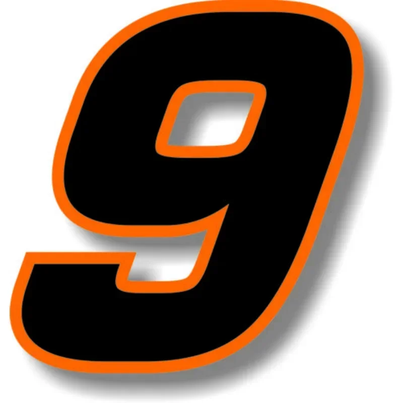 

Boutique Decals Exterior Accessories Car Custom Race Number Square Font Black with Orange Border Sticker Graphic