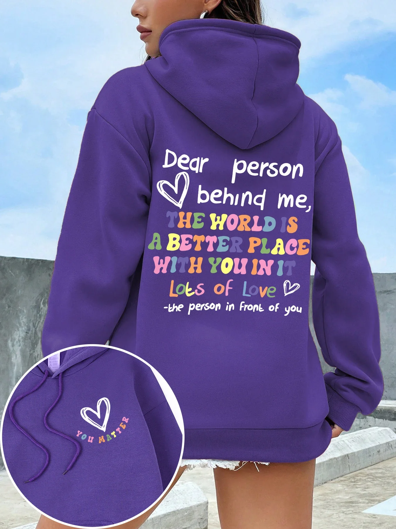 2026 Dear Person Behind Me Hoodie Damen Farbige Buchstaben Warmer Fleece Damen-Hoodie mit Fellfutter Frühling Herbst Hoodies Y2K Lässige Oberteile – Detail 19