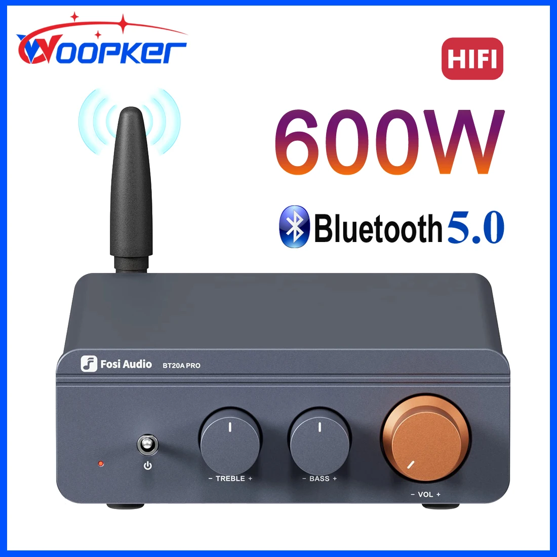 Woopker Audio Amplifier BT20A Pro Max Power 600W TPA3255 Mini HiFi Bluetooth Sound Power Amplifier Home Audio Stereo 2.0Channels