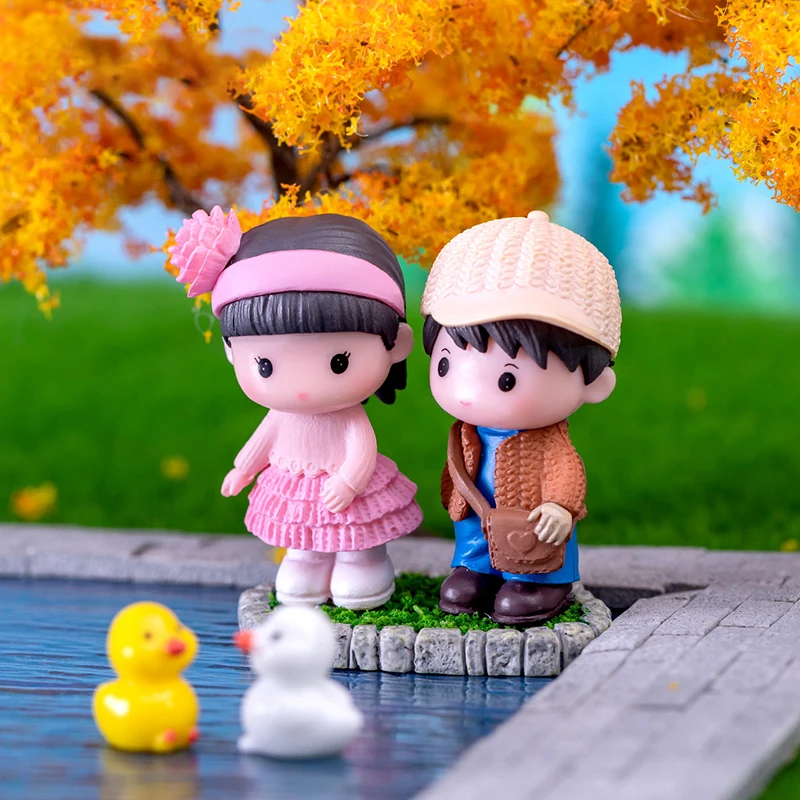 Miniature Doll Figures Lovers Figures Couple Boy Girl Model For Microlandscape Fairy Garden Home Ornaments Valentine's Day Gift