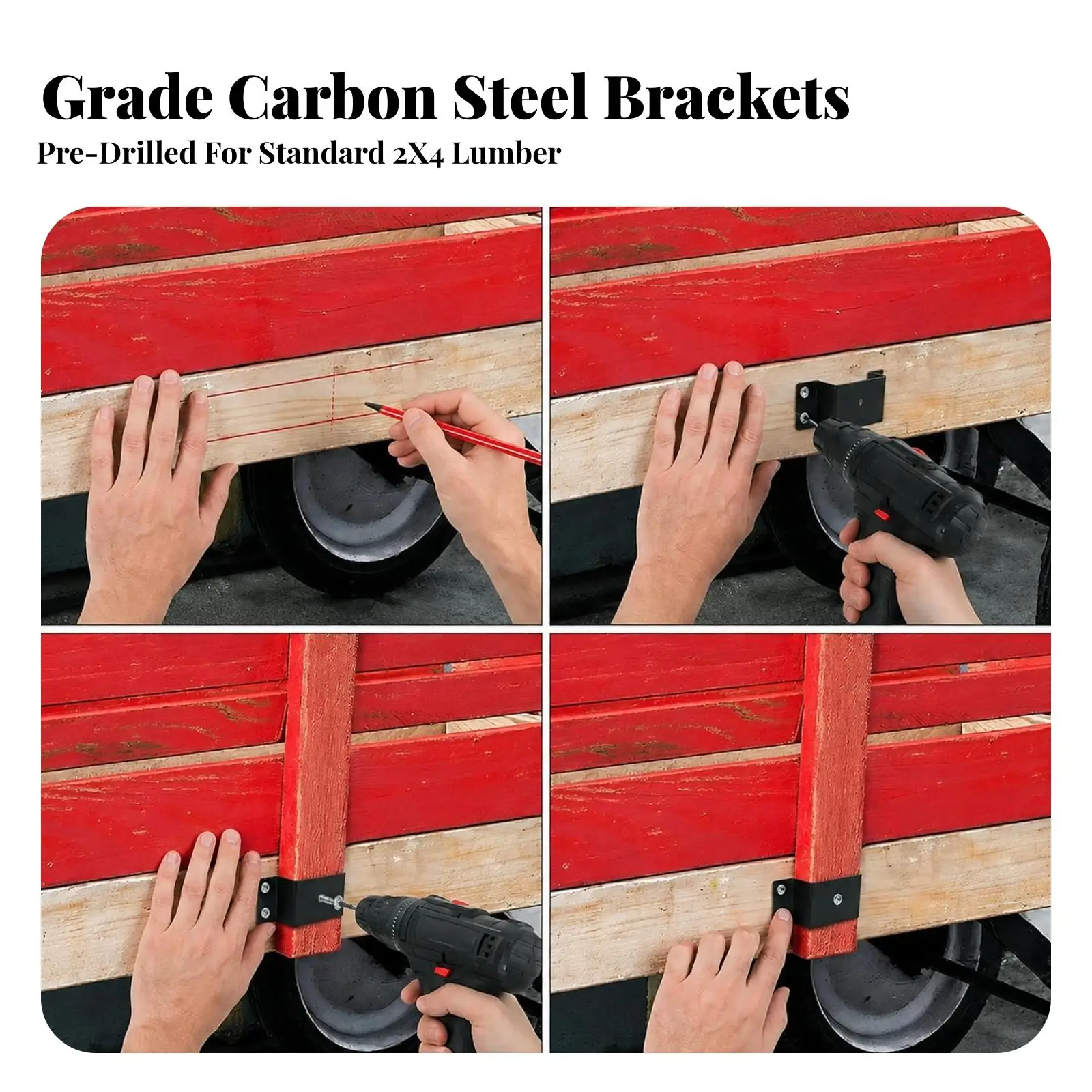 8 Pieces Carbon Steel Lumber Support Bracket Resistant 2x4 Lumber Bracket Easy Installation 2x4 Lumber Brackets for DIY