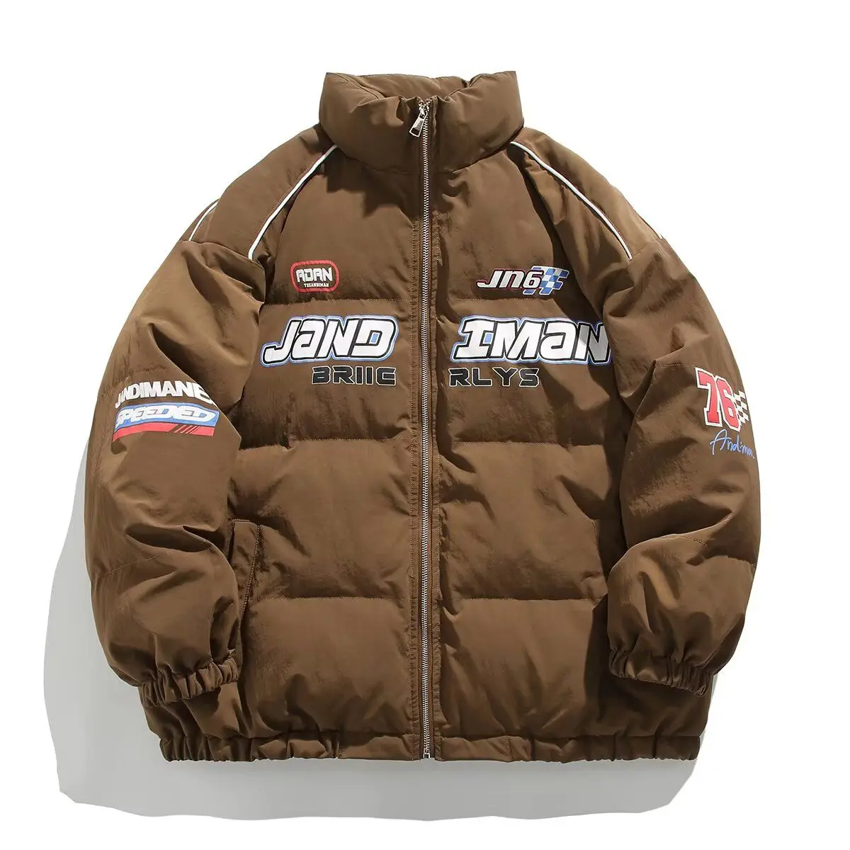 

Ranous Racing Sle с вышитой нашивкой Jaet, свободная повседневная верхняя одежда, модная верхняя одежда из полиэстера 2025, длинный све