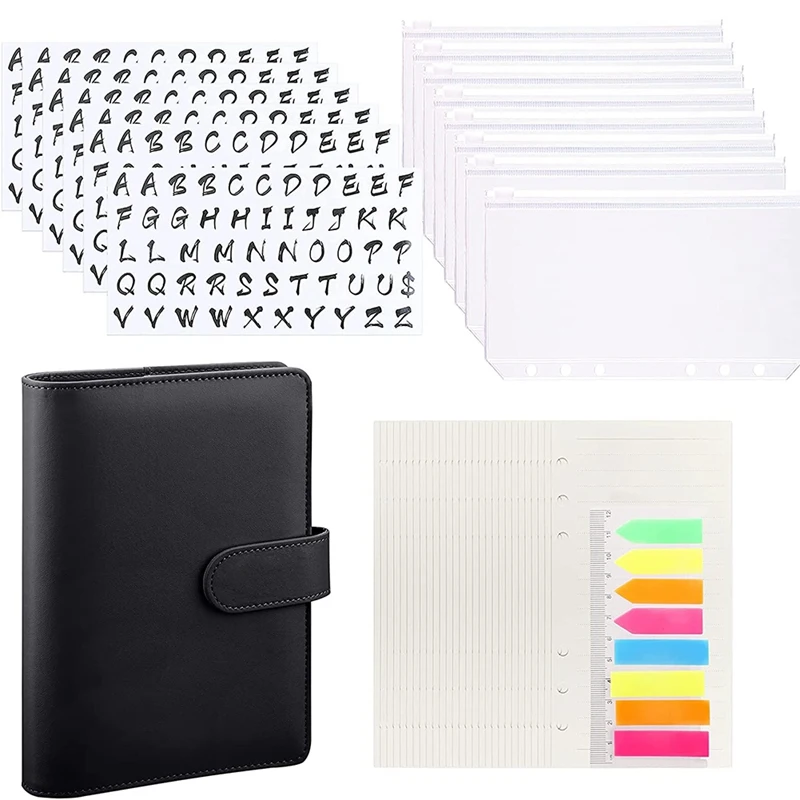 A6 Binder Cover 6-Ring Budget Planner With A6 Binder Pockets Refill Paper Letter Stickers For Money Saving Organizer