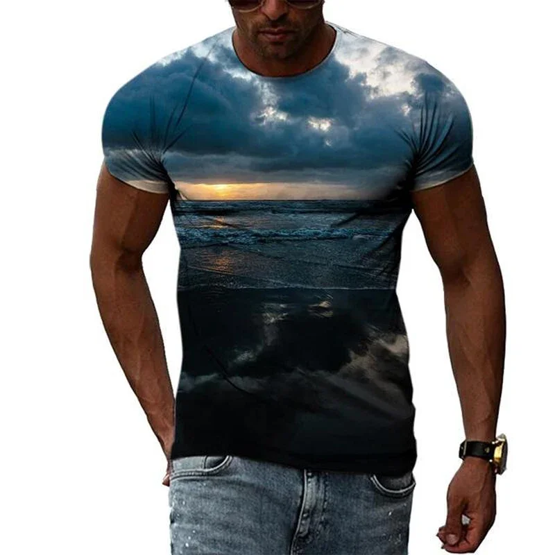 Natural Scenery Summer Harajuku Design Fashion Men T shirt Hot Summer 3D All Over Printed Tee Tops shirts Unisex T shirt