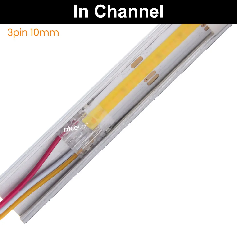 COB Strip To Wire LED Connectors 12 8 10mm Connection Solderless For CCT FCOB LED Strip Lights 3 Pin Connector With Wire 15cm