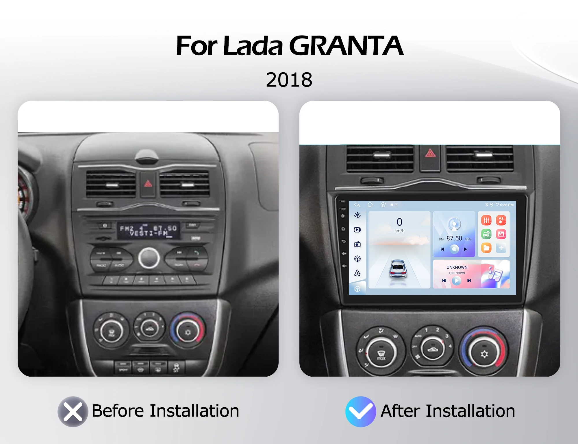 Android 16 For Lada GRANTA 2018 GPS Navigation Multimedia Player Auto Wireless CarPlay WIFI 4G DSP GPS RDS Bluetooth