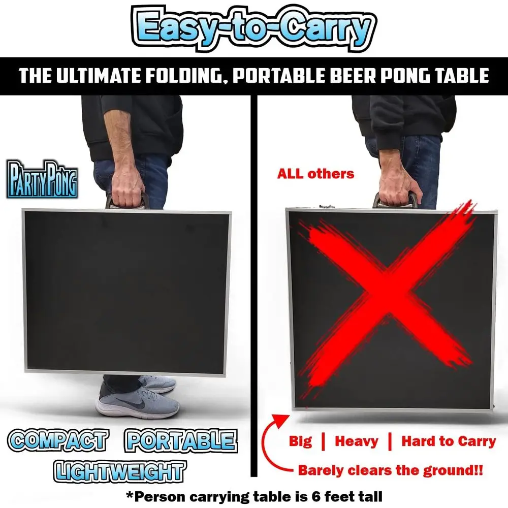 8-Foot Adjustable Folding Table with Cup Holders, LED Lighting, and Custom Graphics