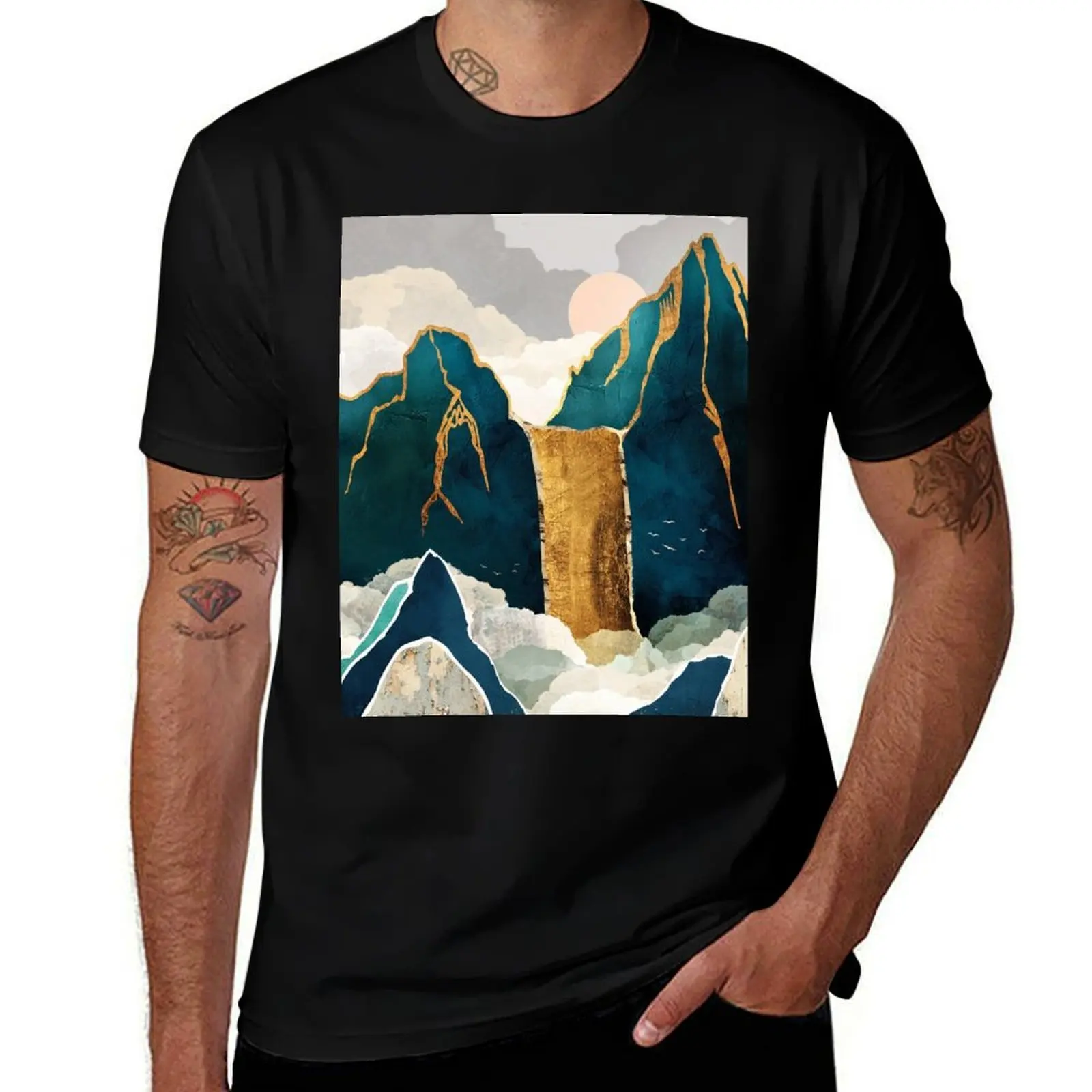 

Golden Waterfall T-Shirt man t shirts for men casual t shirt man designer essential t shirt T-Shirt