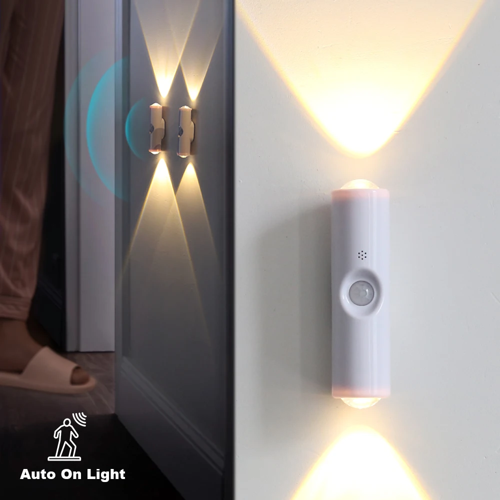 LED Motion Sensor Night Light RGB Changing USB Rechargeable Cabinet Wardrobe Lamp Home Decoration For Kitchen Bedside Lamp