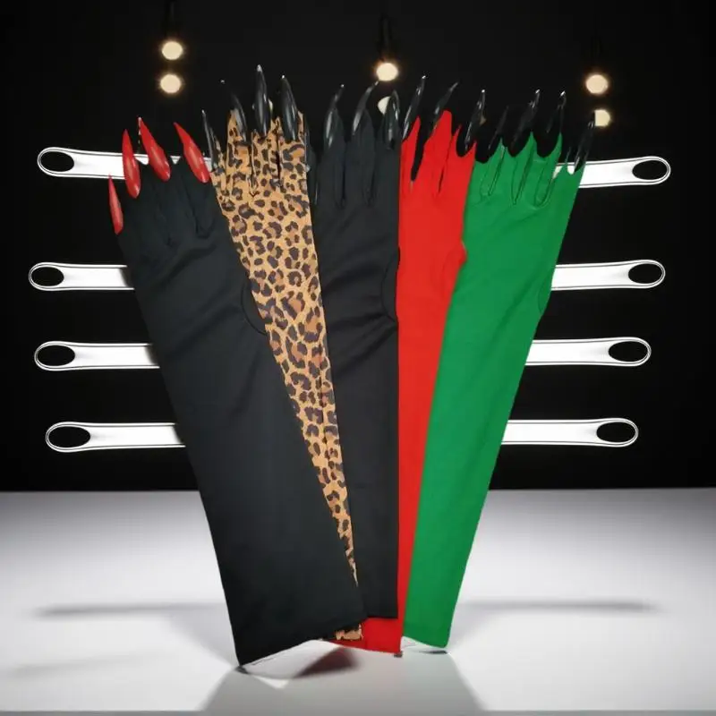 43CM Guanti elastici per unghie lunghe con artiglio spaventoso da donna Guanti con artigli fantasma del diavolo di Halloween Costume da spettacolo cosplay per feste