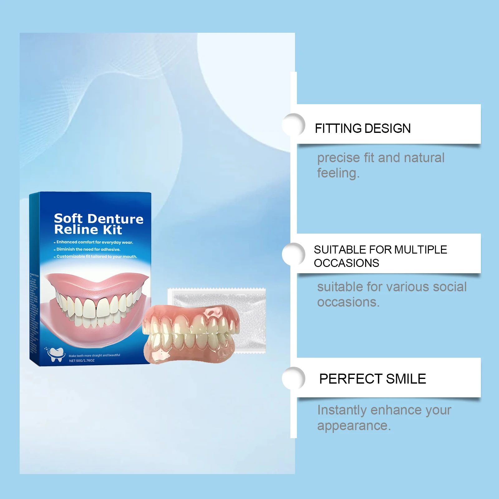 New Denture Silicone Kit Denture Silicone Liners Soft Denture Kit Soft Denture Kit Teeth Upper And Lower Set Easy Use