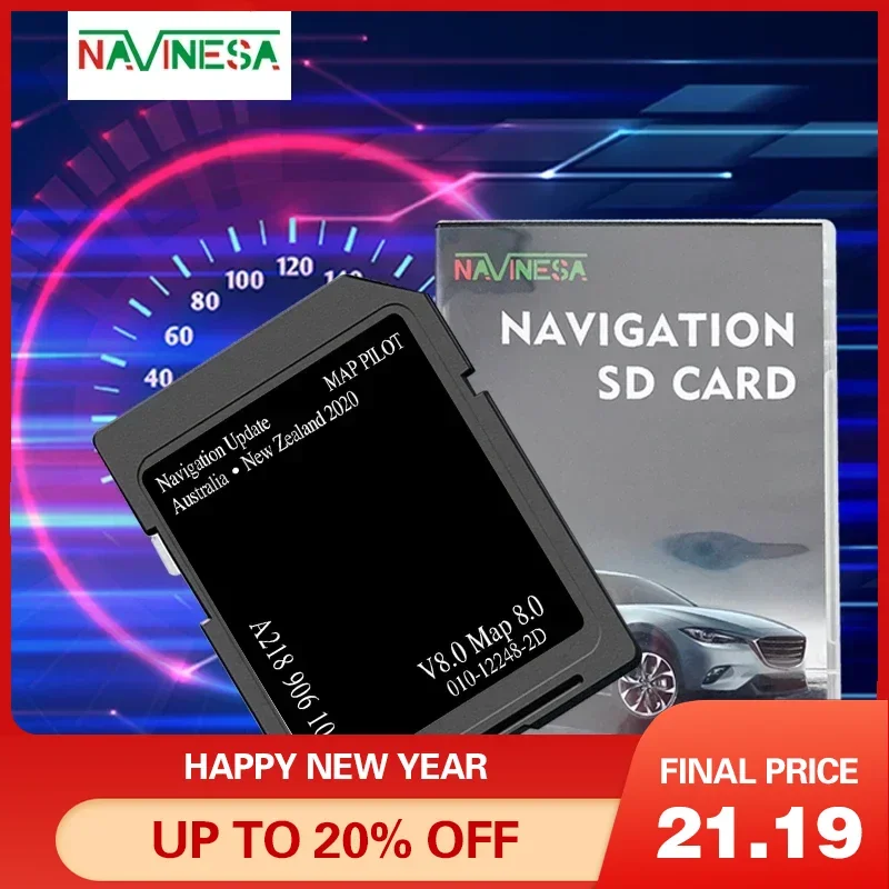 for Mercedes A/B/C/CLA/CLS/E/GLA/GLC/GLE Vehicle 2020 V8 Garmin Navigation GPS 8GB SD Card Australia New Zealand Map A2189061004