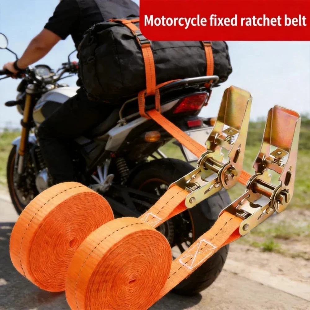 1 Pack Ratchet Tie Down Straps Multi-Purpose Motorcycle Bicycle Cargo Lashing Belt Wear Resistant For Transport Securing Luggage