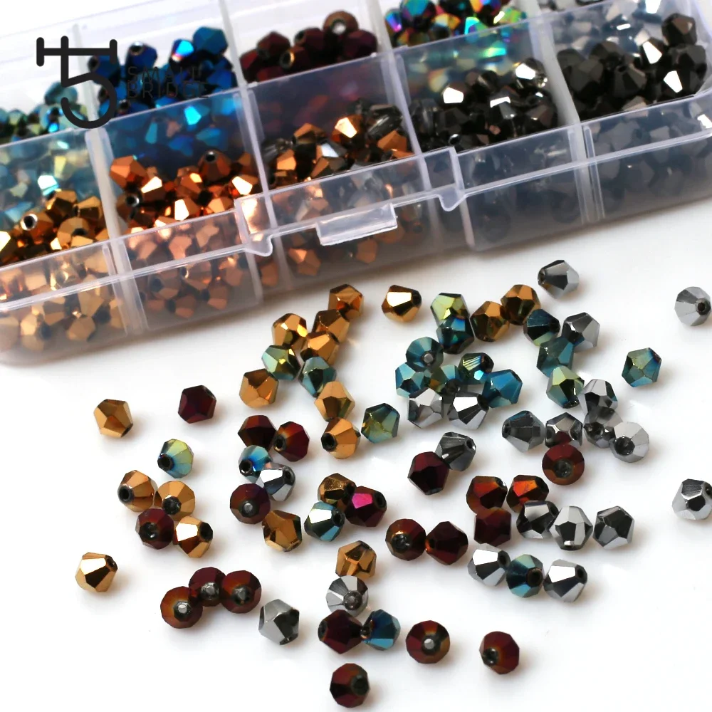 3 4 6mm Czech Crystal Bicone Beads kit for making jewelry material for jewelry Mix Metal color Loose Spacer Beads wholesale