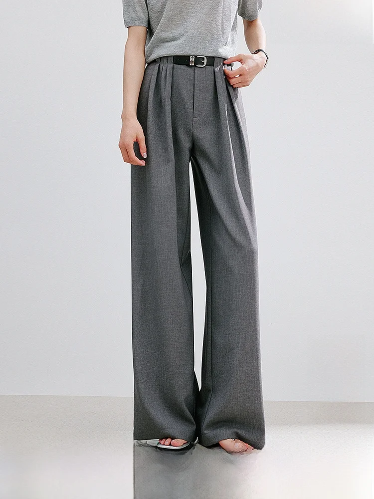 ay Pantaloni a gamba larga Pantaloni casual Pantaloni larghi da donna Estate 2025 Faion Pantaloni lunghi comodi Coreano a vita alta Polye...