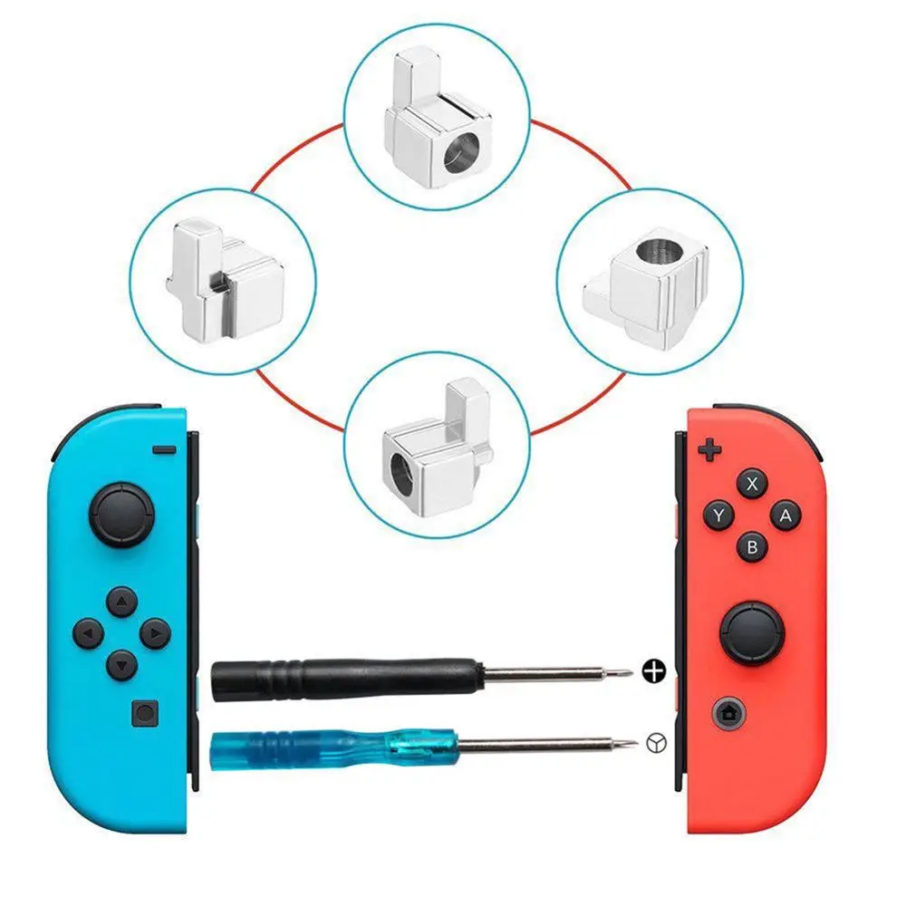 Replacement Metal Lock Buckles for Nintendo Switch JoyCon Repair Parts with Screwdrivers Gaming Fixed Parts Repair Kit 1 Set