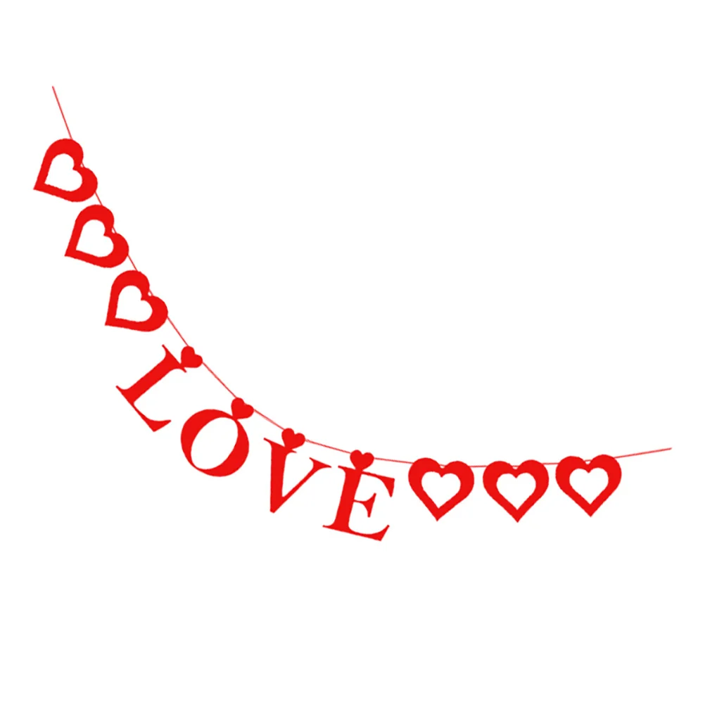 

1Pcs Wedding Bunting Felt Banner Decorative Romantic Party Supplies Backdrop Photo Props Wedding Party Decoration Valentine's