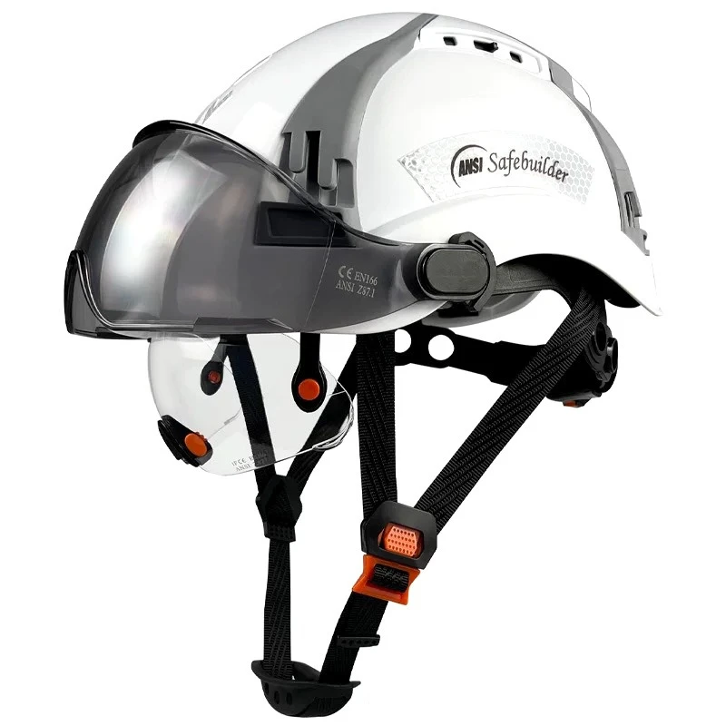 

CE Safety Helmet Goggles Adjustable Multiway Vent Slots ABS Construction Hard Hat Engineer Industrial Work Hat ANSI