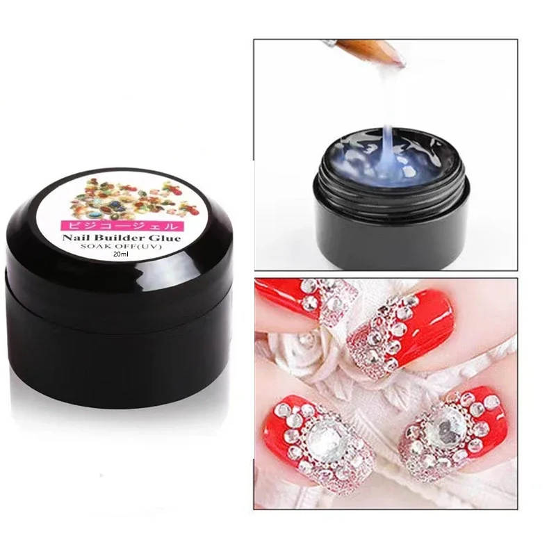 Pegamento de diamantes de imitación para uñas, 20ml, fuerte, sólido, sin limpiar, Gel adhesivo para joyería, gemas de cristal de diamante, pegamento para quitar puntas, herramientas de manicura