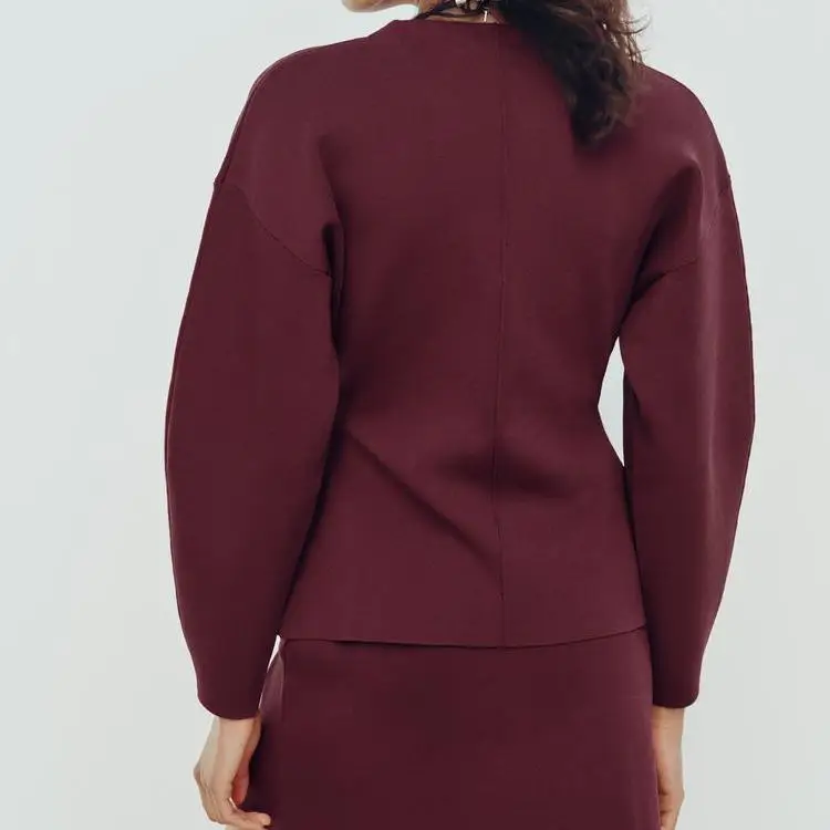 Gonna a vita alta Jaet lavorata a maglia slim fit autunno inverno Set semplice Sle lungo Sve V Ne Faion per donna