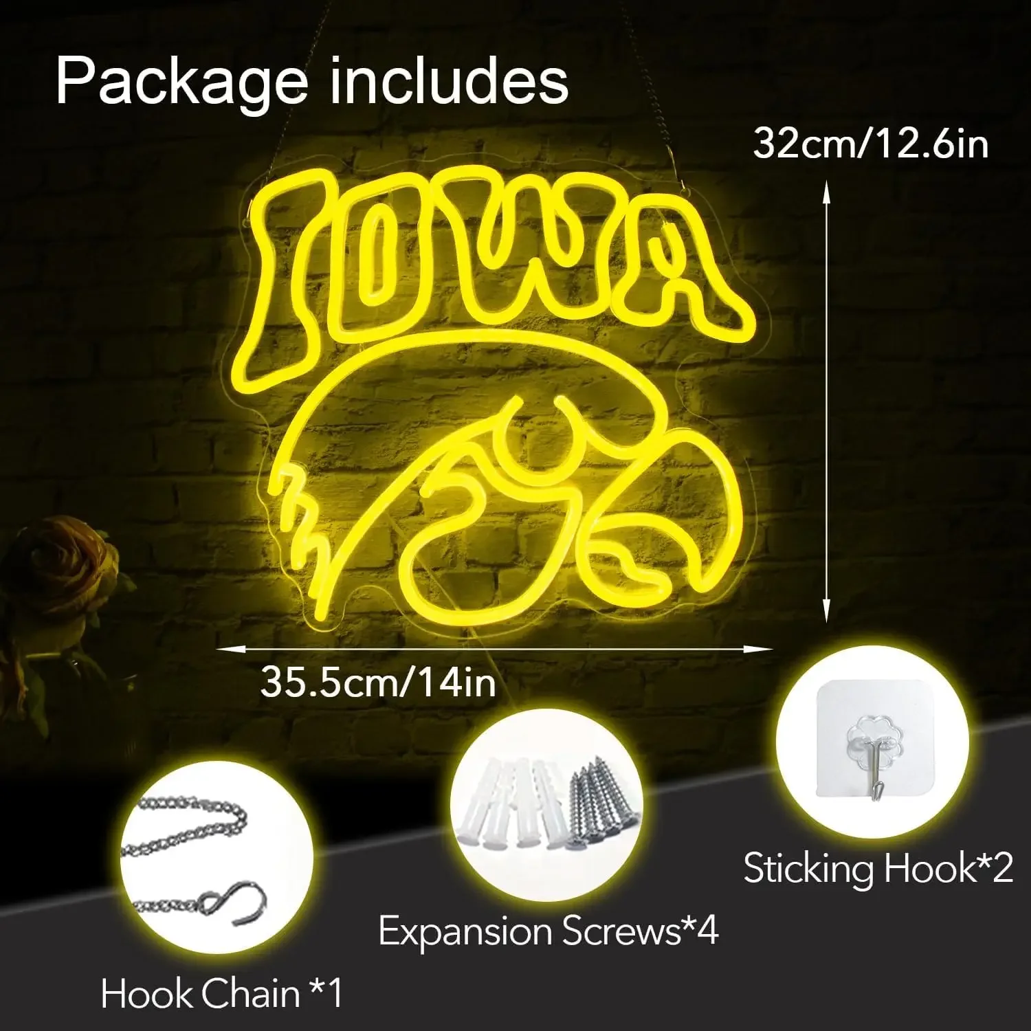 Insegne al Neon dell'iowa Hawk insegne a parete con aquila a LED, luci al Neon della grotta del Fan dell'iowa Hawk decorazioni di compleanno ottima Idea regalo per natale