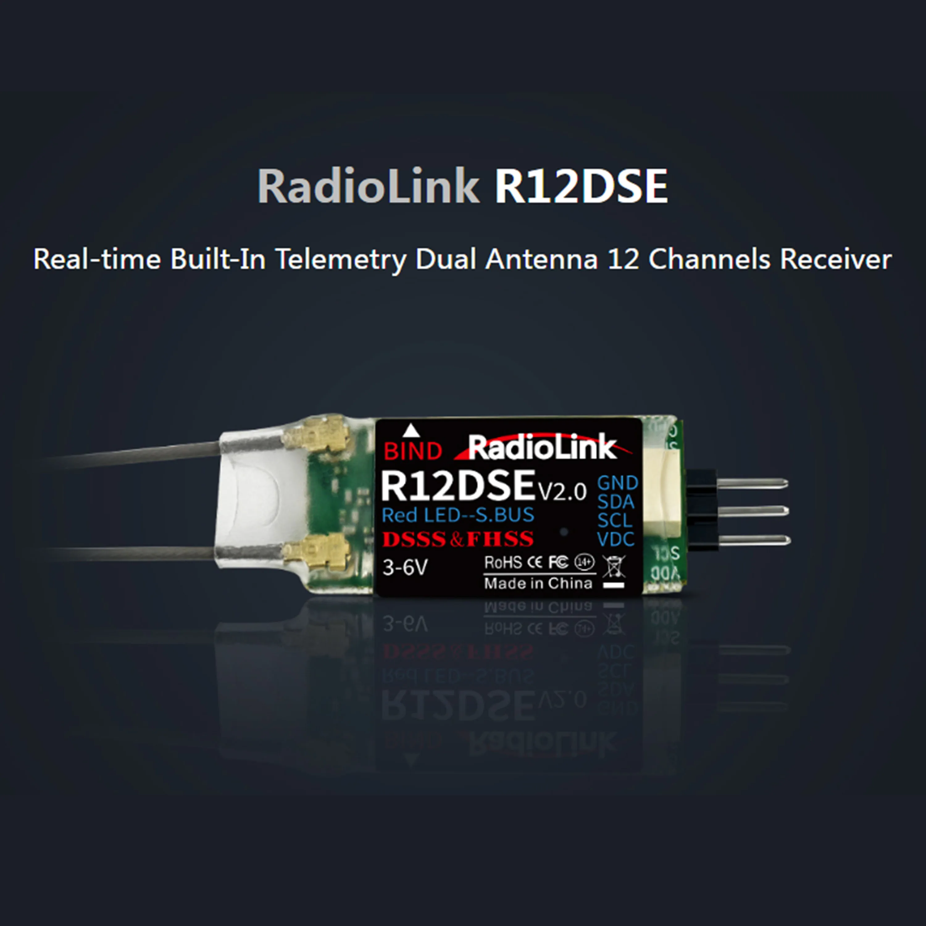 Radiolink 12CH R12DSE Mini Receiver DSSS FHSS Support SBUS PPM 3-6V for RC Plane FPV Racing Drone AT9 AT10 Transmitter Parts