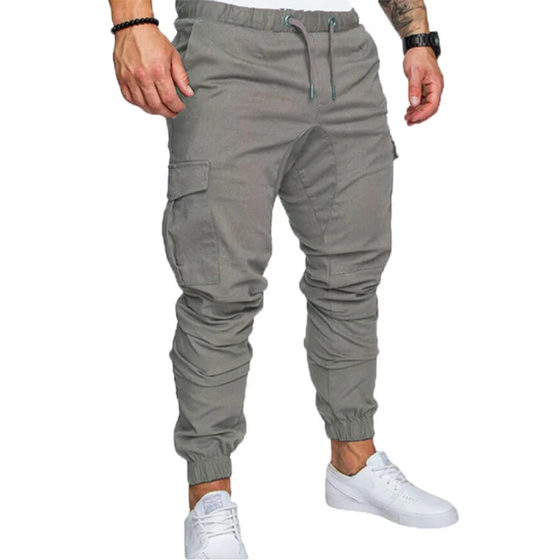 Autumn Men Pants Hip Hop Harem Joggers Pants New Male Trousers Mens Solid Multi-pocket Cargo Pants Skinny Fit Sweatpants