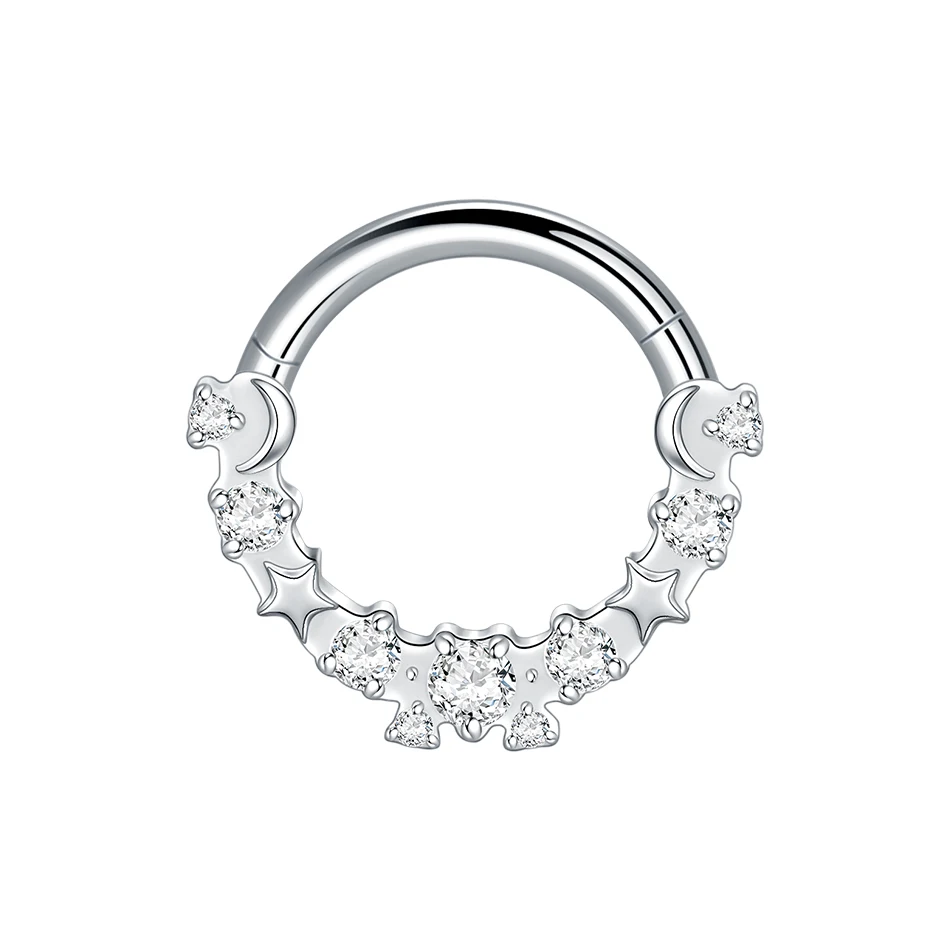 1PC G23 Titanium Marquise CZ Septum Clicker Hoop Neuspiercings Oorkraakbeen Oorbel Daith Tragus Helix Conch Piercing Sieraden 16G