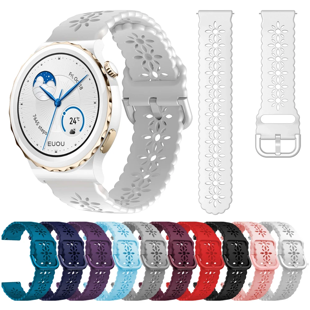 20mm Easyfit Band For HUAWEI WATCH GT 3 Pro 43mm Ceramic version GT3 GT 2 42mm Lace Silicone Strap Wristband For Women Girls