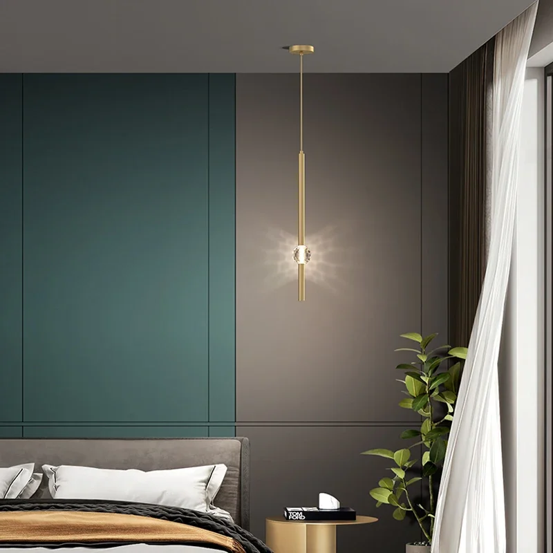 2025 Nordic Bedroom Bedside Chandelier Simple Modern Home Light Luxury Living Room TV Background Wall Decor Creative Crystal Led view 3