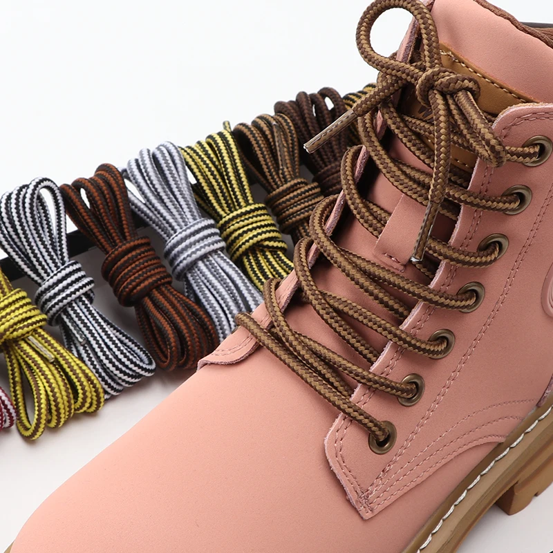 Cordones redondos a rayas de colores para zapatillas, cordones de seda de poliéster, accesorios para botas de moda, 70/90/120/150CM, 1 par
