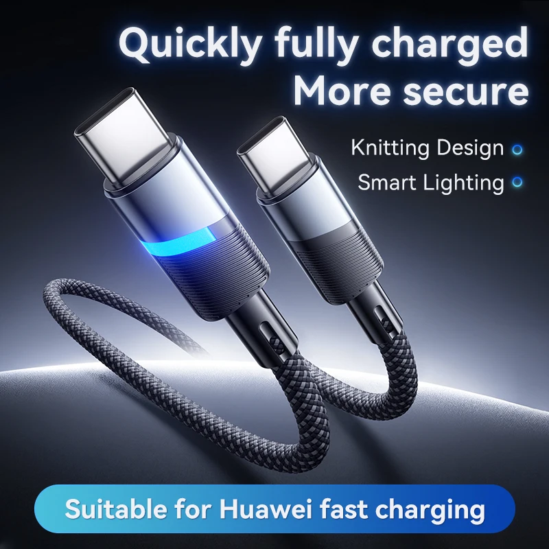 100W 6A Type C Type C Fast Charging Data Cable Automatic Power-off Android Phone for Sumsung S25 Huawei Xiaomi Transfer Braided