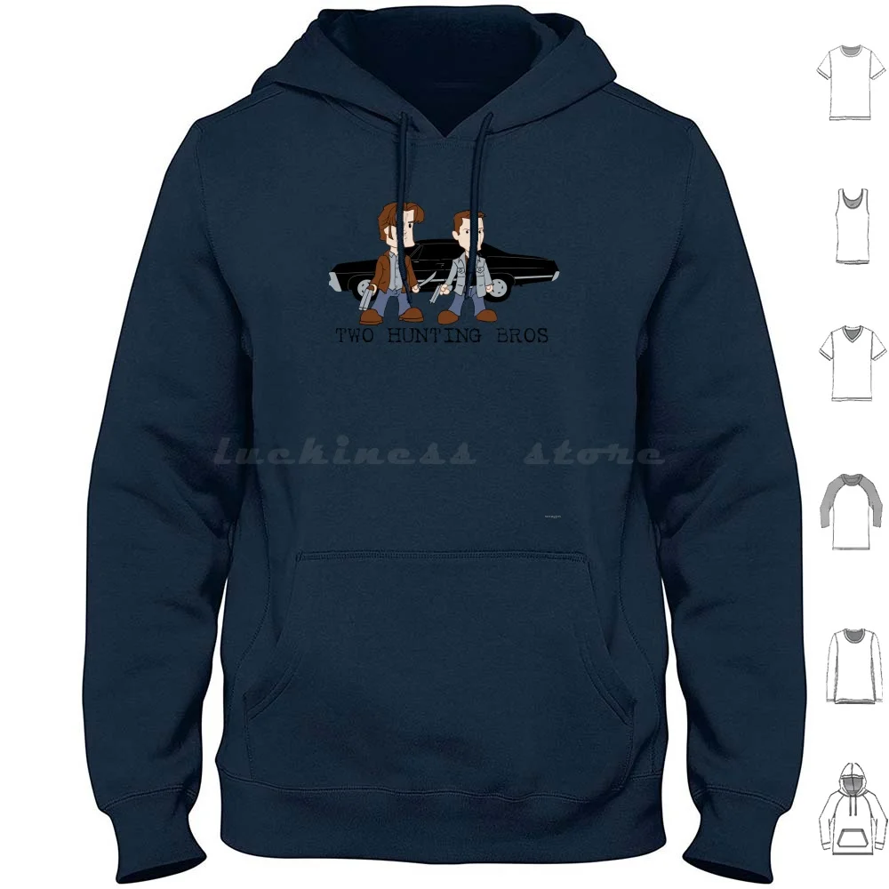 Two Hunting Bros Hoodie Cotton Long Sleeve Supernatural Winchester Sam Winchester Dean Winchester Bobby Singer Impala