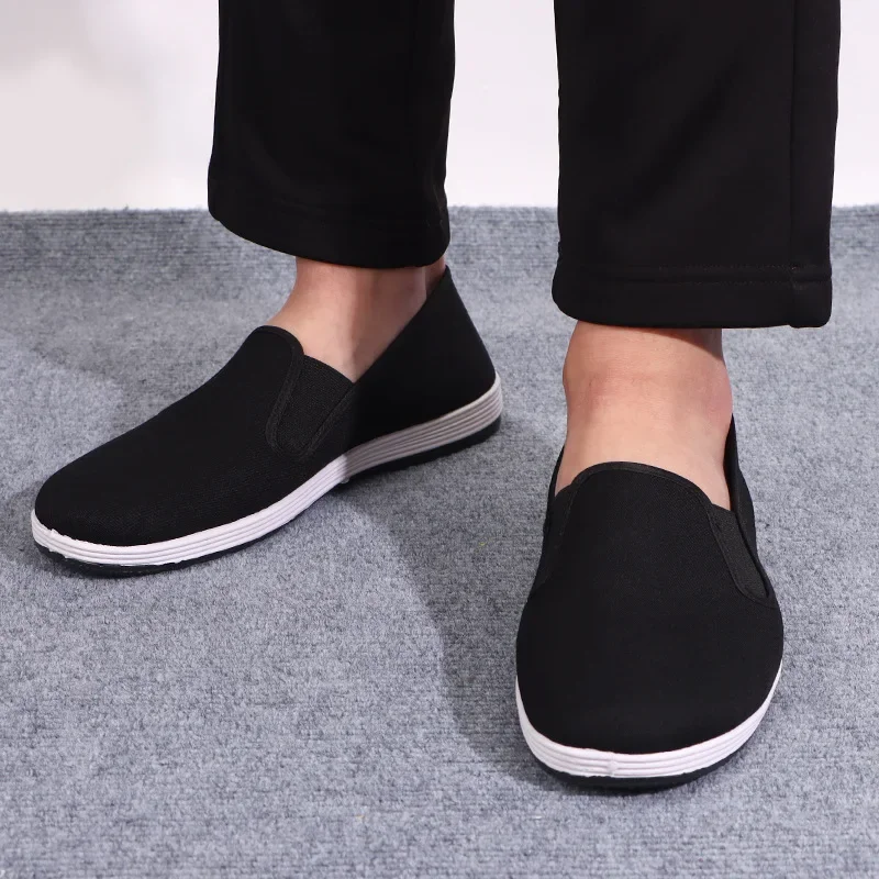 Boxed Old Beijing Cloth Shoes Men's Slip-On Casual Work Shoes Breathable Black Canvas Shoes for Driving And Daily Wear