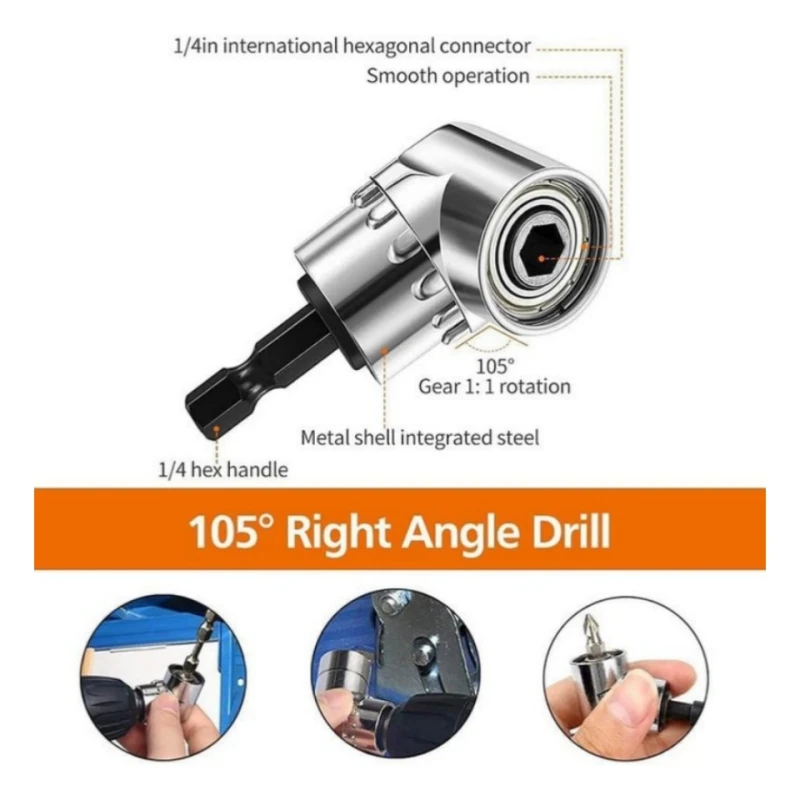 Flexible Drill Extension Hex Shank Drill Nut Driver Bit Set Bendable Drill Bit Extension+ScrewdriverBit+Universal Socket Adapter