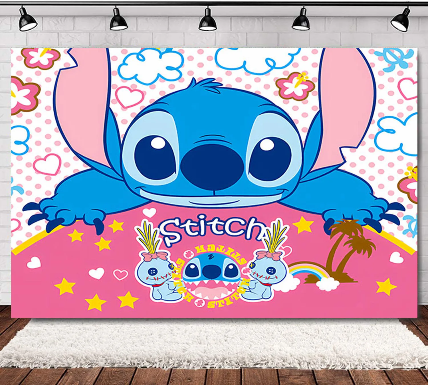 Disney Lilo Stitch backdrop Party Decorations  Theme Birthday Party Supplies Stitch Background Disposable Cover Baby Shower Gift