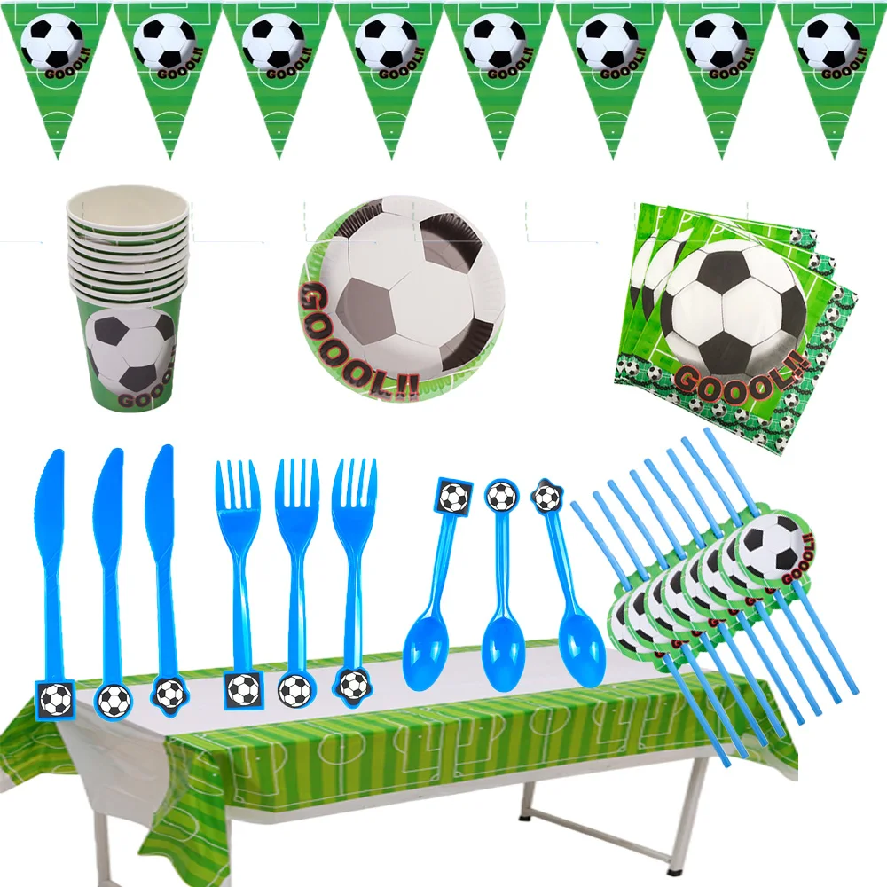 

87 Pack Football Themed Party Cutlery Set Birthday Kids Gift Cups & Plates Napkins Baby Shower Party Supplies Boys Love