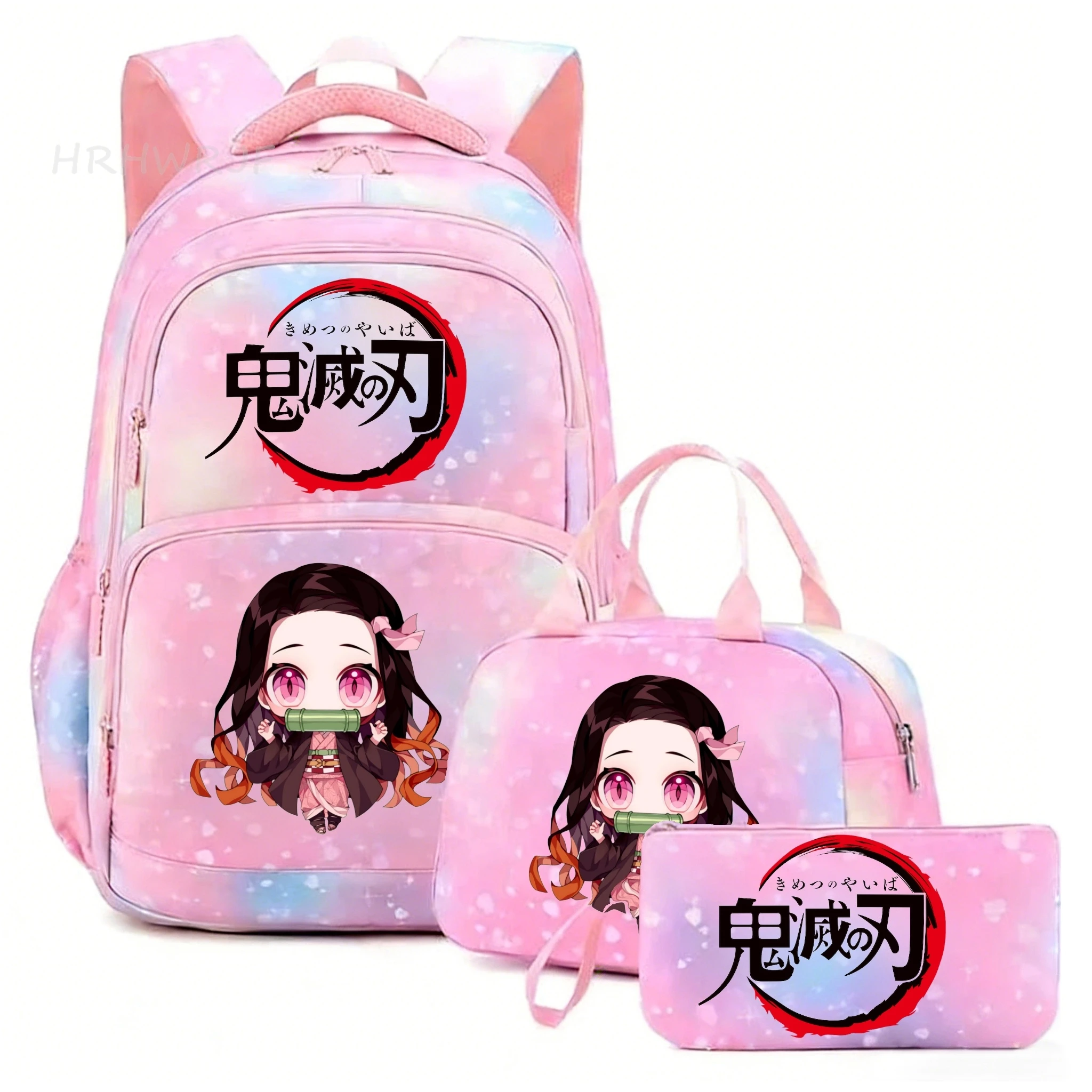 Mochilas Demon Slayer Nezuko Kamado, 3 piezas, mochila Nezuko Kamado para mujeres y hombres, mochila para adolescentes, niños y niñas, mochila de gran capacidad para estudiantes
