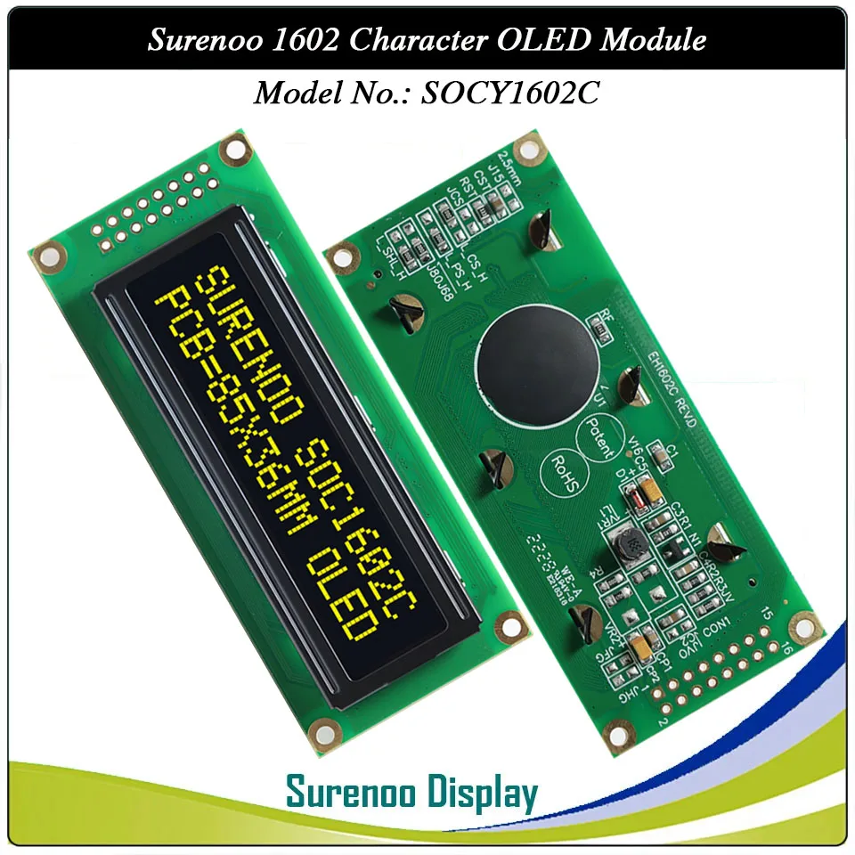 Real OLED Display, Surenoo Left Parallel Interface 85X36MM 1602 162 16*2 Character LCD Module Display LCM Screen build-in WS0010