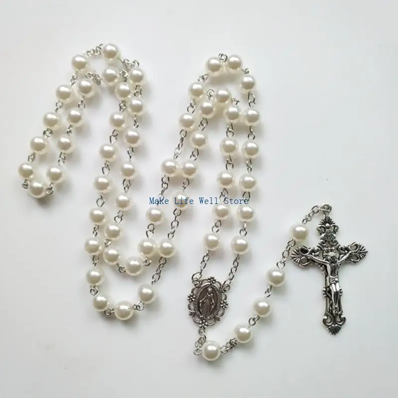 Collier chapelet perles prière 8mm, collier jésus pour pendentif croix, colliers catholiques