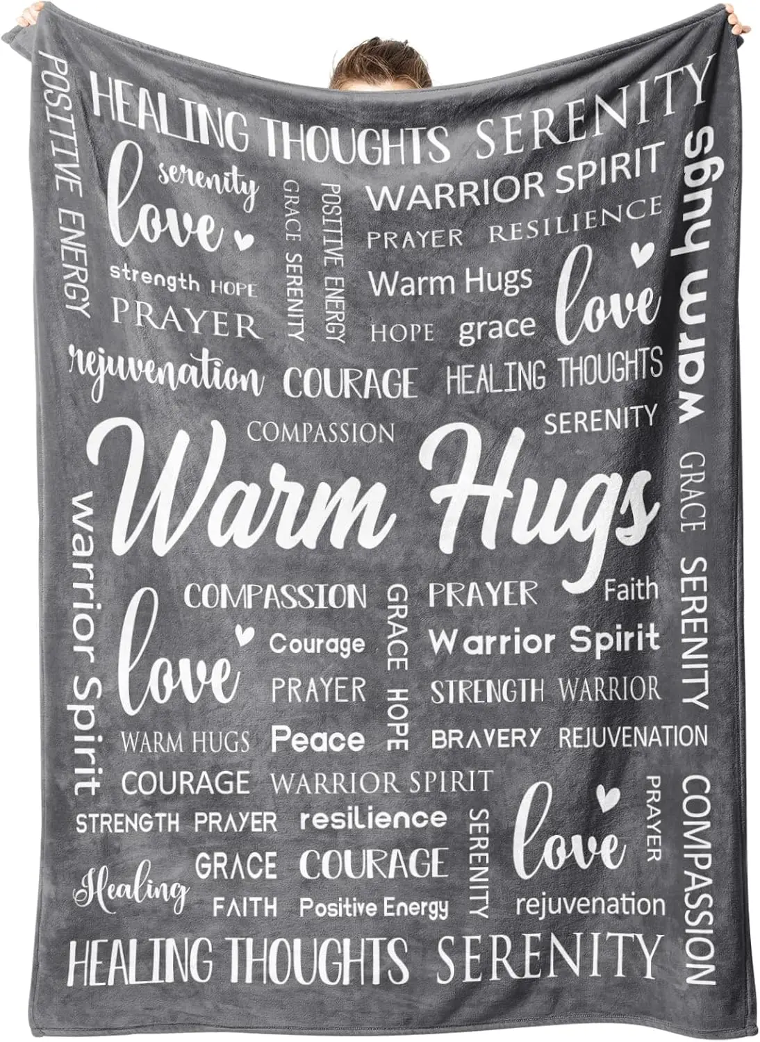 Afterprints Warm Hugs Healing Blanket - Breast Cancer Gifts for Women, Get Well Soon, Cancer Care, Feel Better, Think of You, Sy