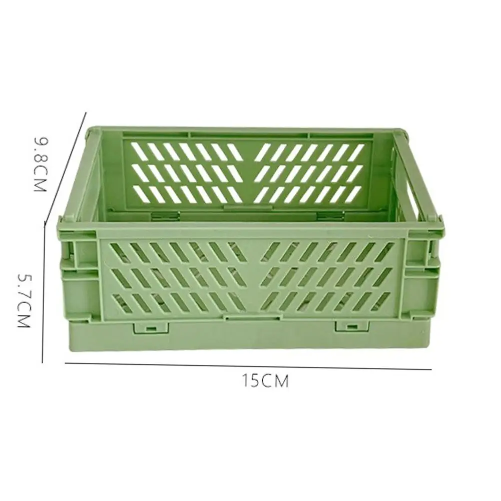 Mini Folding Plastic Storage Box Foldable Plastic Basket Student Desktop Organizer Stationery Skin Care Products Storage Box