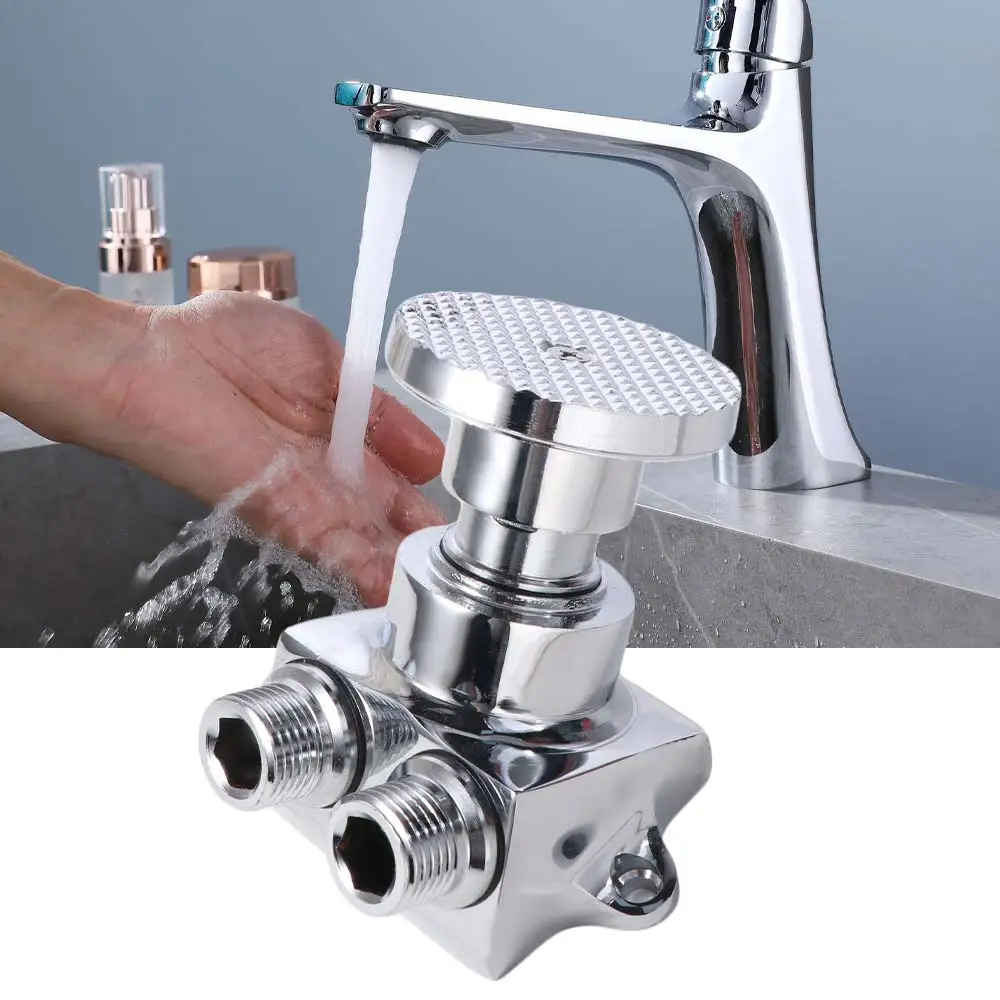 Single Cold Foot Pedal Valve Brass Construction Floor Mounted Bathroom Faucet Water Saving Slant Type Tap Pedal Sink Tap