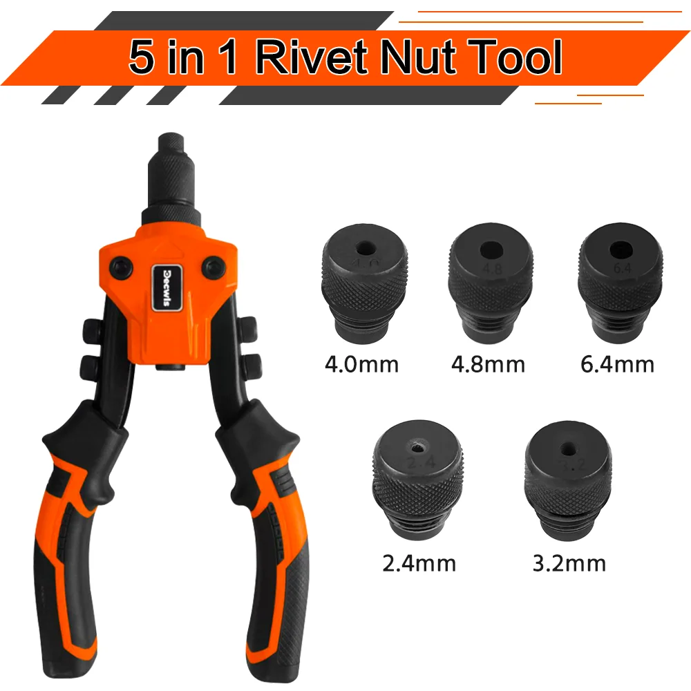 Cordless Rivet Gun Set Manual Heavy Duty Pull Gun High Lever More Labor-saving Durable Material for Carpentry and Metalworking
