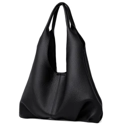 Borsa Tote di grande capacità borsa a tracolla alla moda da donna borse per pendolari in pelle PU semplice borsa ascellare Versatile solida con portamonete