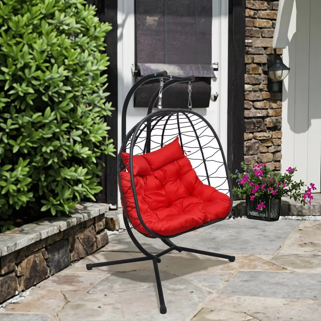

Luxury Design Outdoor Balcony Patio Furniture Patio Swing Rattan Wicker Durable Folding Portable Collapsible Two Seats Egg Chair