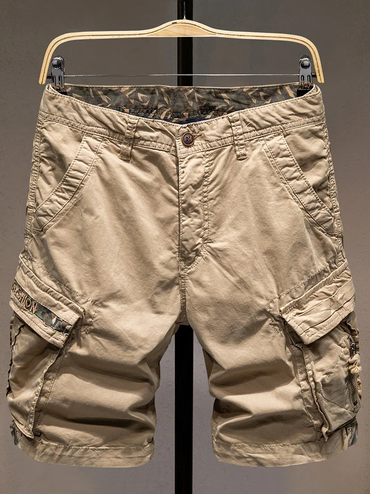 

Khaki Workwear Casual orts Men Summer Thin Faion Five-Point Outdoor Multi-ket Summer Versatile Mid-Length orts