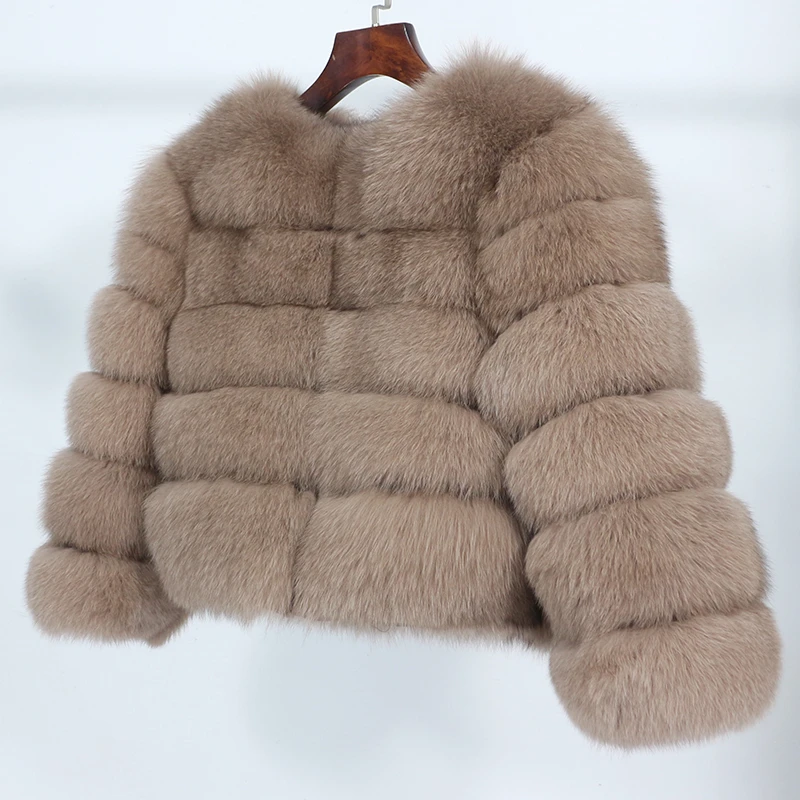 2023 Real Fox Fur Coat Winter Jacket Women Natural Fox Fur Raccoon Outerwear O-neck Thick Warm Luxury Female Plus Size