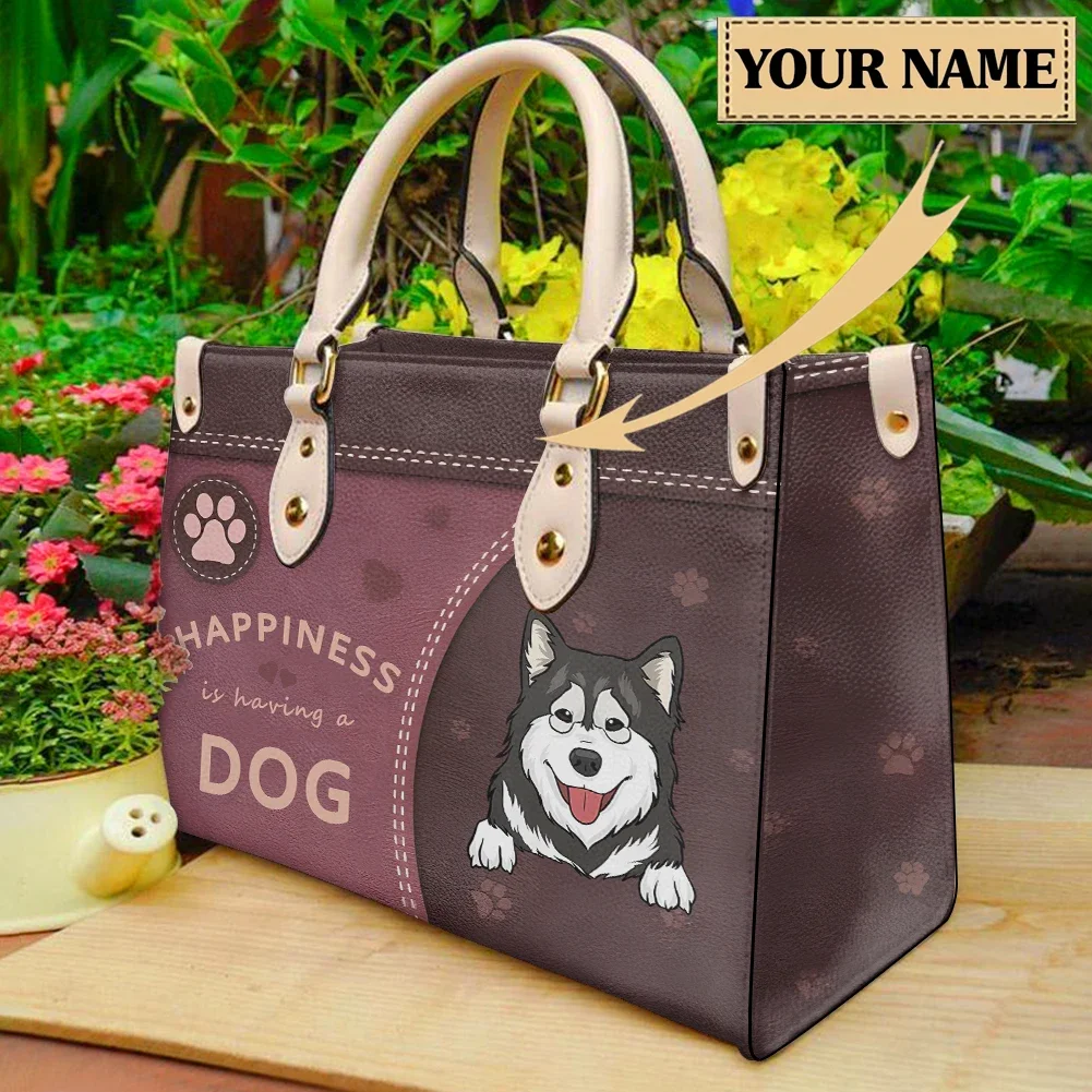 Alaska Personalized Pet Pattern Handbag Design PU Leather Cross Body Bags High Quality Large Top-Handle Small Party Clutch Gift