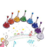 8 Note Diatonic Metal Bell Colorful Handbell Hand Percussion Bells Kit Musical Toy for Kids Children for Musical Learning Teachi